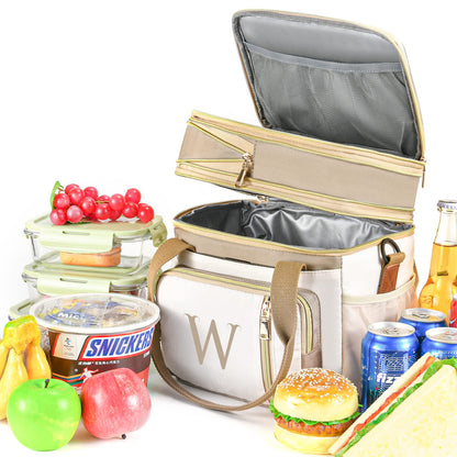 LOKASS Personalized Initial Lunch Bag for Women, 16L Large Insulated Adult Lunch Box Leakproof LunchBox, Mother's Day Lunch Bag with Strap Gifts for Wife, Mom & Friends for Work, Picnic, Travel C