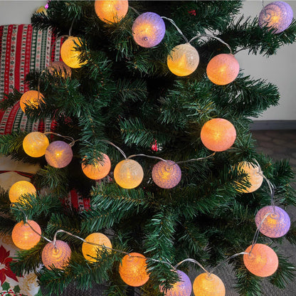 Gardeningwill 3M/10Ft 30 Purple White Ball LED Xmas Wedding Battery Operated String Fairy Light