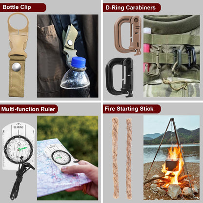 Gifts for Men Christmas - 118-in-1 Survival Kits - Military-Grade Survival Gear for Outdoor Adventures, Disaster Preparedness, Car/Home/Office Emergency Kit with First Aid Supplies