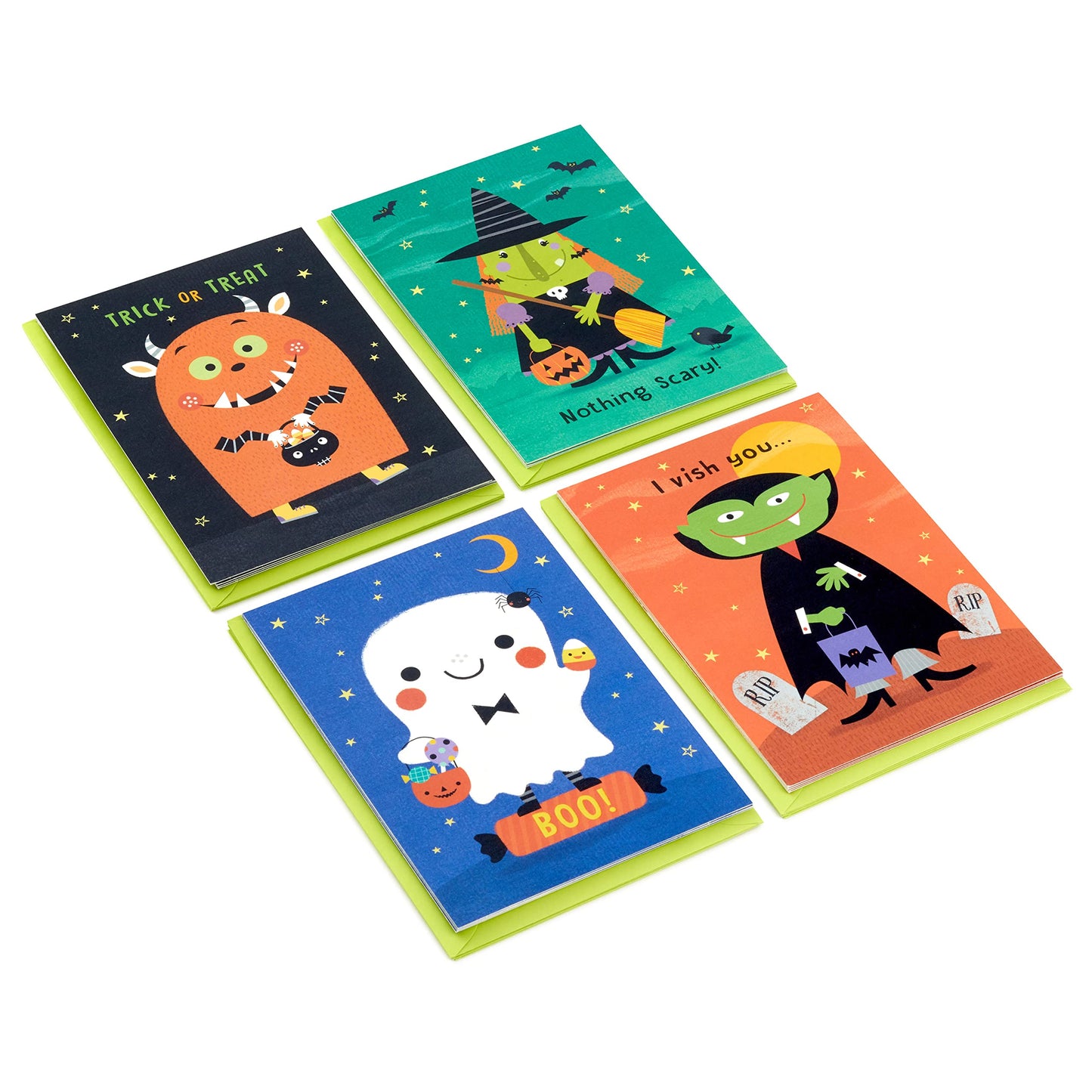 Hallmark Halloween Cards Assortment for Kids, Glow in the Dark (16 Cards with Envelopes)