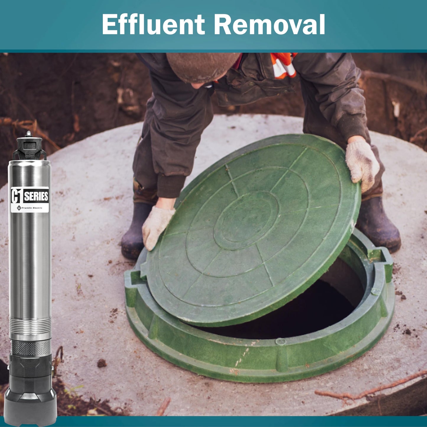 Little Giant 20C1-05P4-2W115, 56 PSI, 115 Volt, 1/2 HP, 2-Wire, 28 GPM Submersible Cistern Effluent Pump, Steel, 90302005