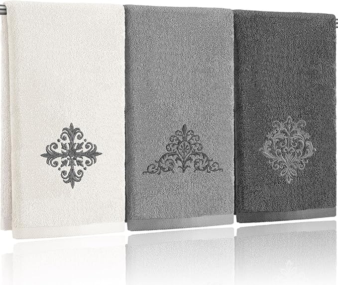 3 Pcs Decorative Gray Hand Towels