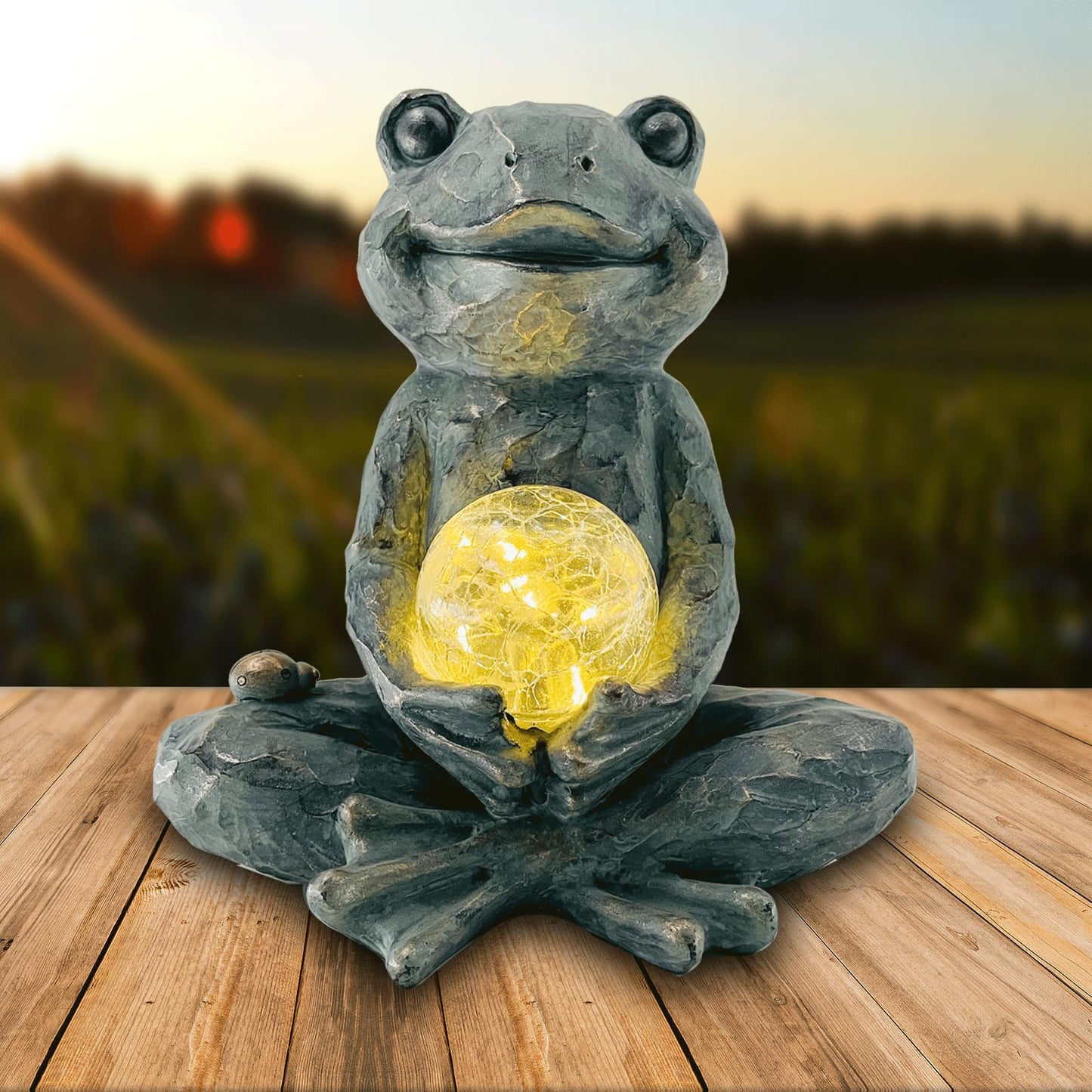 Brilliant Prospect Zen Yoga Frog Garden Statue, Outdoor Decor, Solar Patio Garden Sculpture Ornament, Frog Figurine Lamp Light, Meditation Frog Gift Ideas for Women