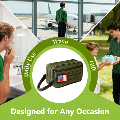 JeeVoya Toiletry Bag for Men Dry Wet Separation Portable Shaving Kit Organizer with 3 Compartments Mens Toiletry Bags for Traveling (Green)