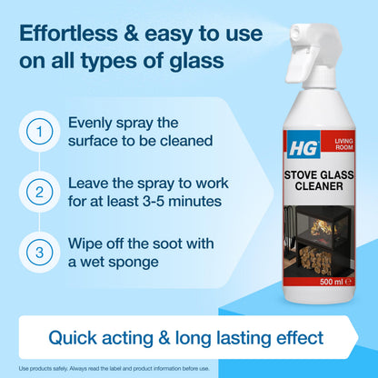 HG Stove Glass Cleaner Spray – Effective Fireplace, Oven & Hearth Cleaner for Soot, Tar & Grease – 500ml