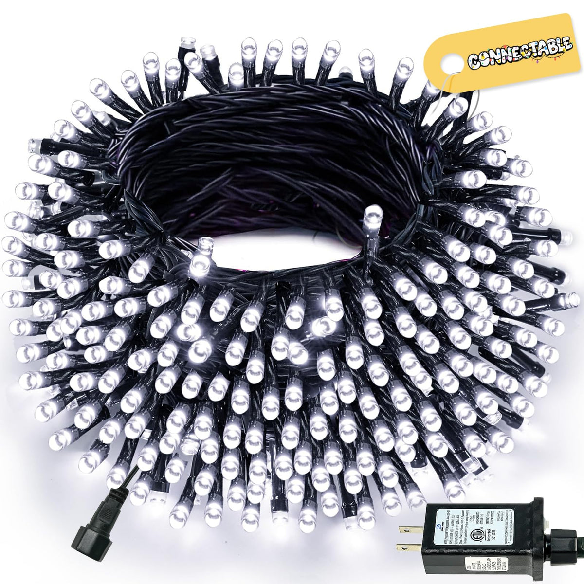 Connectable 240LED 88Ft 13Modes Christmas Lights Outdoor Indoor | Extendable Green Wire Christmas String Lights with Timer | Twinkle Fairy Light Plug in for Xmas Tree Garden Decor Party (Cool White)