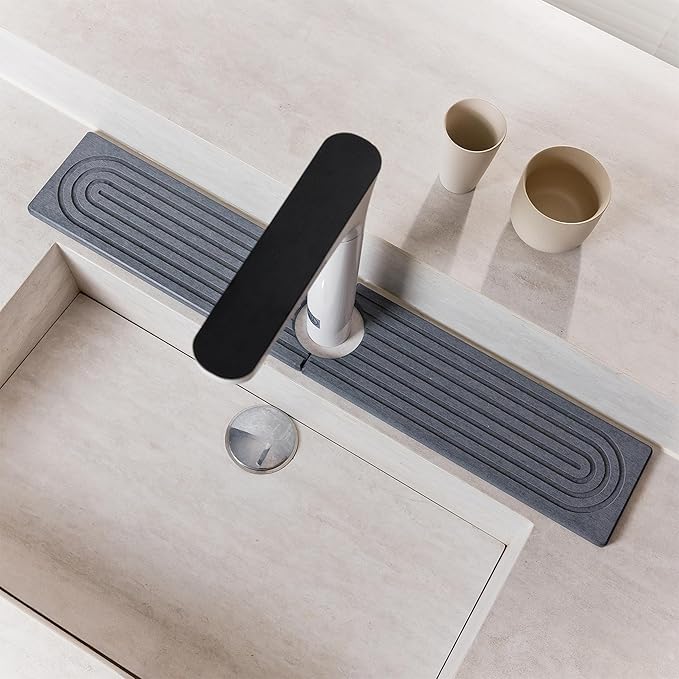 Stone Faucet Mat for Kitchen Sink, Quick Drying Mats, Water Absorbing Guard &