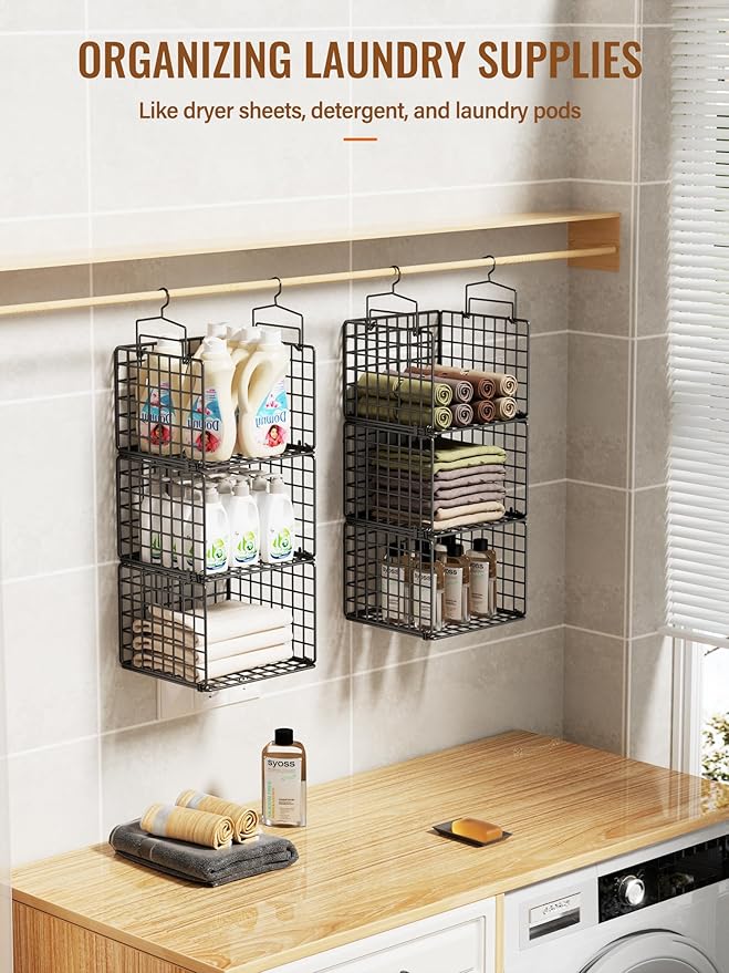 6 Tier Closet Hanging Organizer, Metal Closet Organizers and Storage
