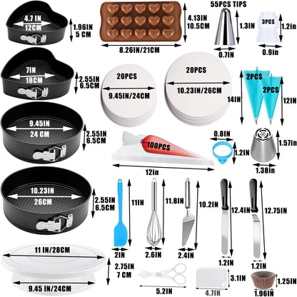 540PCS Cake Decorating Kit - Baking Supplies with 4 Springform Pans, Rotating Turntable, Decorating Tools, Cake Baking Supplies Set for Beginners