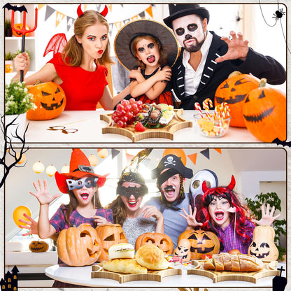 Sintuff 2 Pcs Halloween Charcuterie Board Funny Bamboo Wood Cheese Platter Tray Dinnerware Cookware Serving Tray Plates for Candy Cookie Home Party (Web, 12 x 12 x 0.8 Inch)
