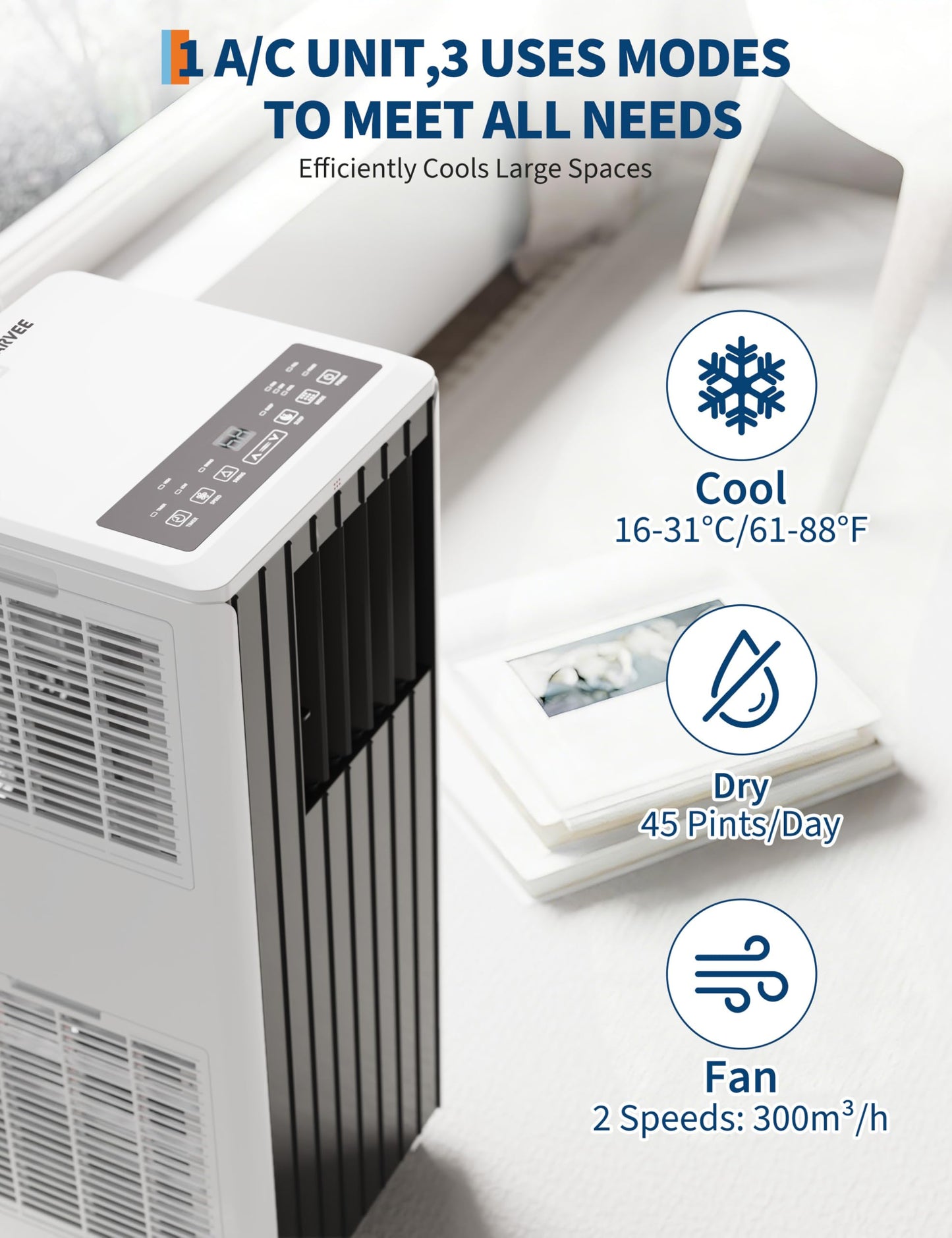 Garvee 8000 BTU Portable Air Conditioner, Complete Window Kit & Remote Included - Easy Setup, Cools 350 Sq. Ft Rooms, 24-Hr Timer, Sleep Mode, Quiet Operation, Black
