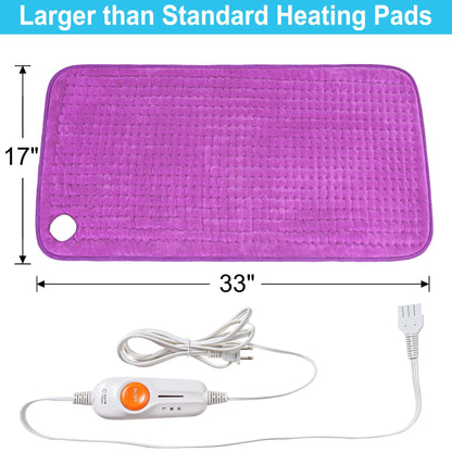 Boileau Electric Heating Pad for Back Pain and Period Cramps Relief, 17"x33" Extra Large XXXL, 3 Heating Levels Heat Pad with 2-Hour Auto Shut Off, Gifts for Women and Mom, Blue