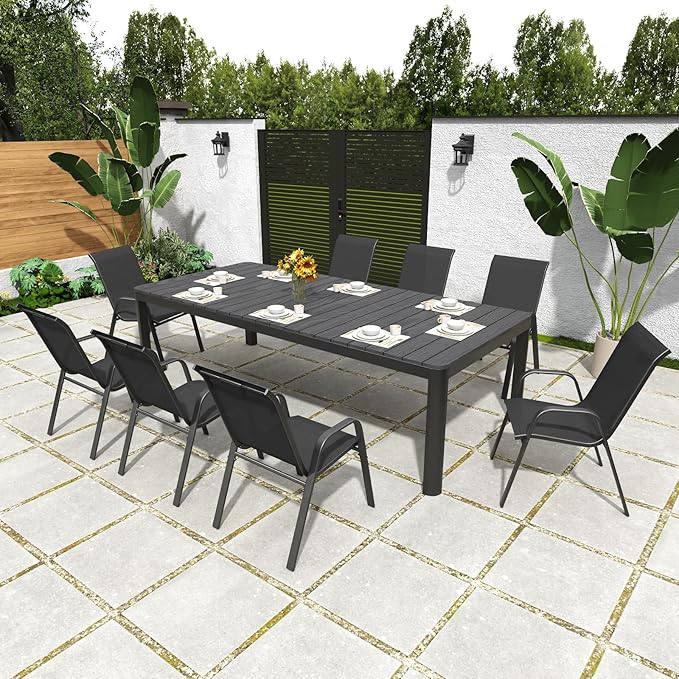 Patio Chairs Set of 6, Stackable Outdoor Dining Chairs for All Weather Textilene Fabric & Metal Frame, Outdoor Chairs Set for Backyard Deck Garden