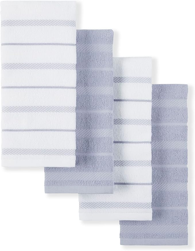 KitchenAid Albany Kitchen Towel 4-Pack Set, Lavender Cream/White
