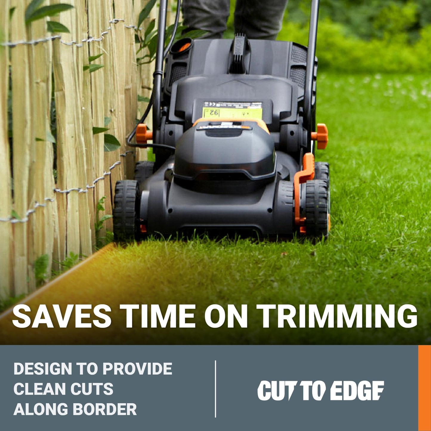Worx WG743E.1 40V 40cm Cordless Lawnmower – Ideal for Medium to Large Gardens (Up to 500㎡) – Includes 2x 4.0Ah Batteries & Charger – IntelliCut™, Cut-to-Edge, 7 Height Positions, PowerShare