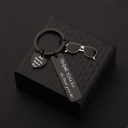 TIIMG Security Guard Gift Keychain - Thank You For All That You Do (Black)