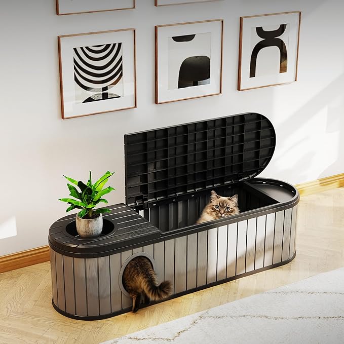 DRATO Outdoor Storage Box, Resin Deck Storage Box Waterproof Patio Storage Box for Indoor & Outdoor Use