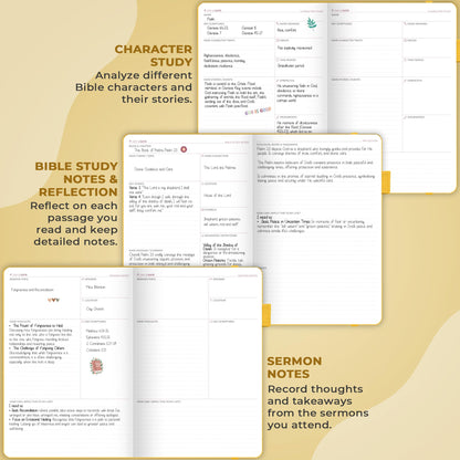 Clever Fox Bible Study Journal Large – Church Notes Notebook – Note Taking & Journaling Kit – Faith Based Religious Accessories, 7x10” (Amber Yellow)