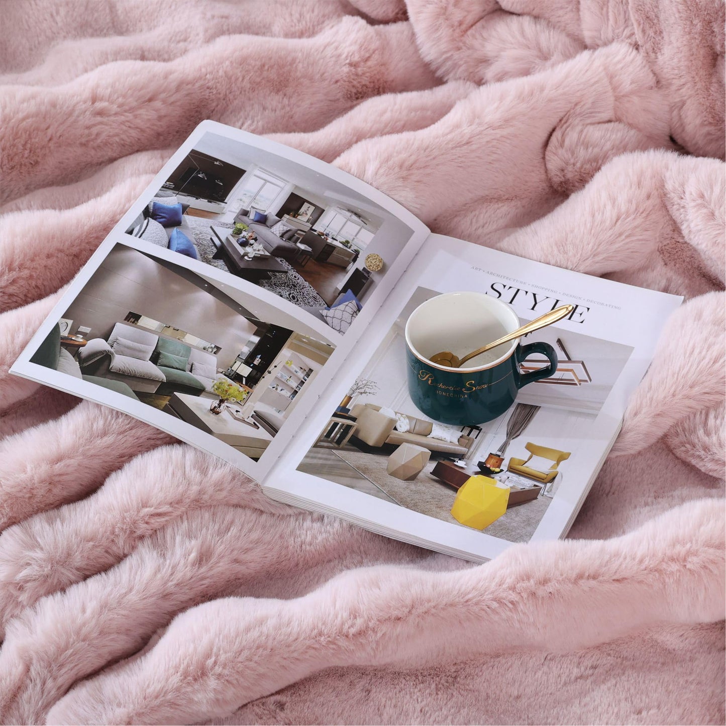 BlanketSolution Fluffy Pink Fuzzy Throw Blankets for Sofa Bedroom Living Room Faux Fur Rabbit 60x80 Decorative Cozy Throw Blanket for Couch Apartment Decor 860 GSM