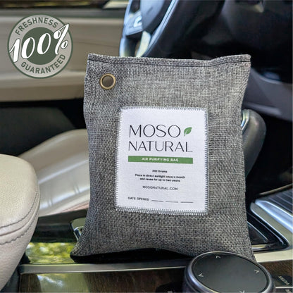 Moso Natural Air Purifying Bag 200g (4 Pack). A Scent Free Odour Eliminator for Cars, Closets, Bathrooms, Pet Areas. Premium Moso Bamboo Charcoal Odour Absorber. (Charcoal Grey)