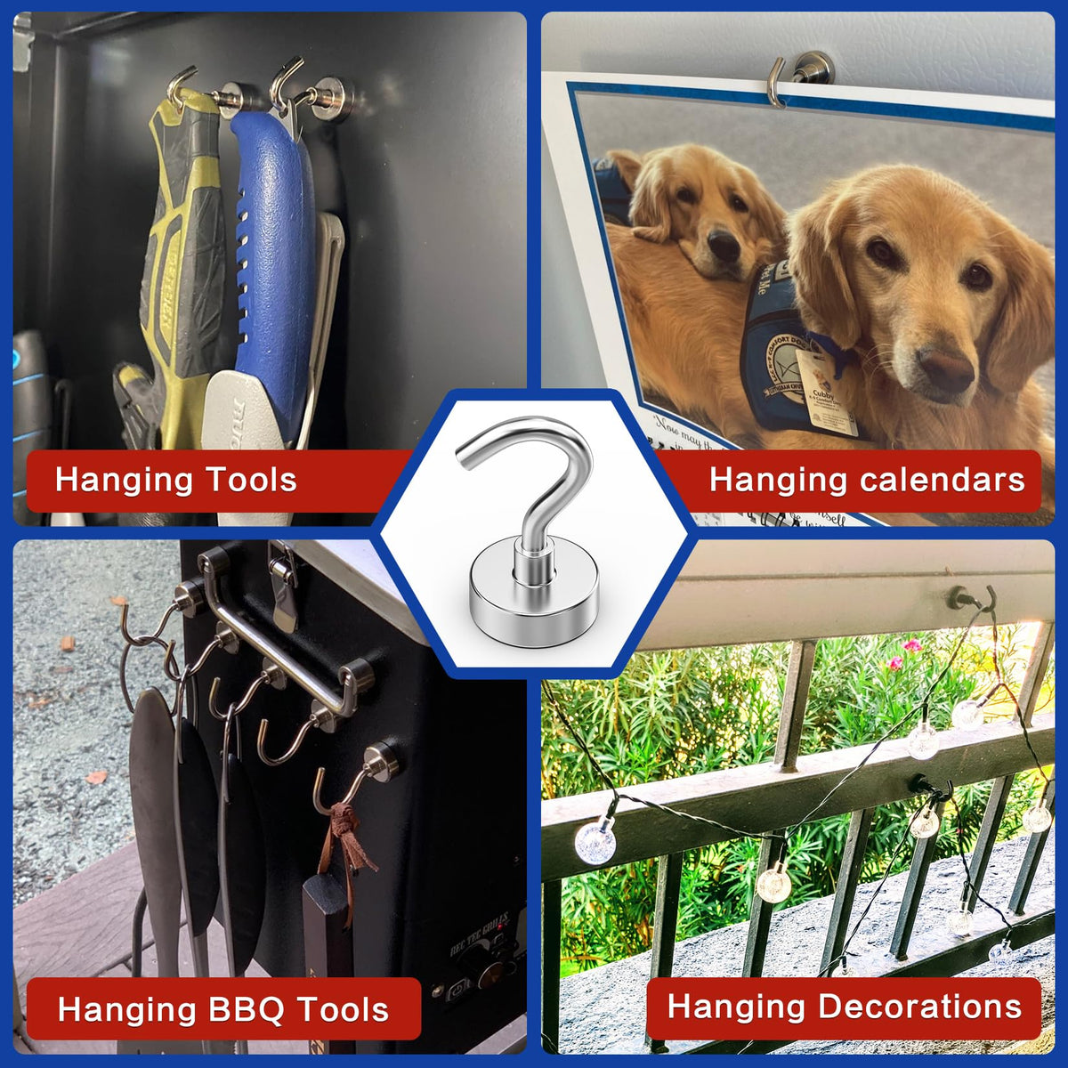 Junarter Magnetic Hooks,100 Pack Magnetic Hooks for Cruise Cabins, 25lbs Magnet Hooks, Strong Magnetic Hook Heavy Duty, Magnets with Hooks, Metal Magnetic Hook for Hanging, Refrigerator, Grill