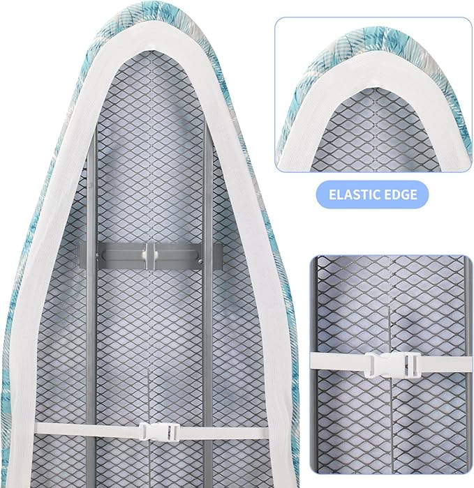 BNDX 15"x54" Ironing Board Cover – Aqua Plaid Design, Thick Padding