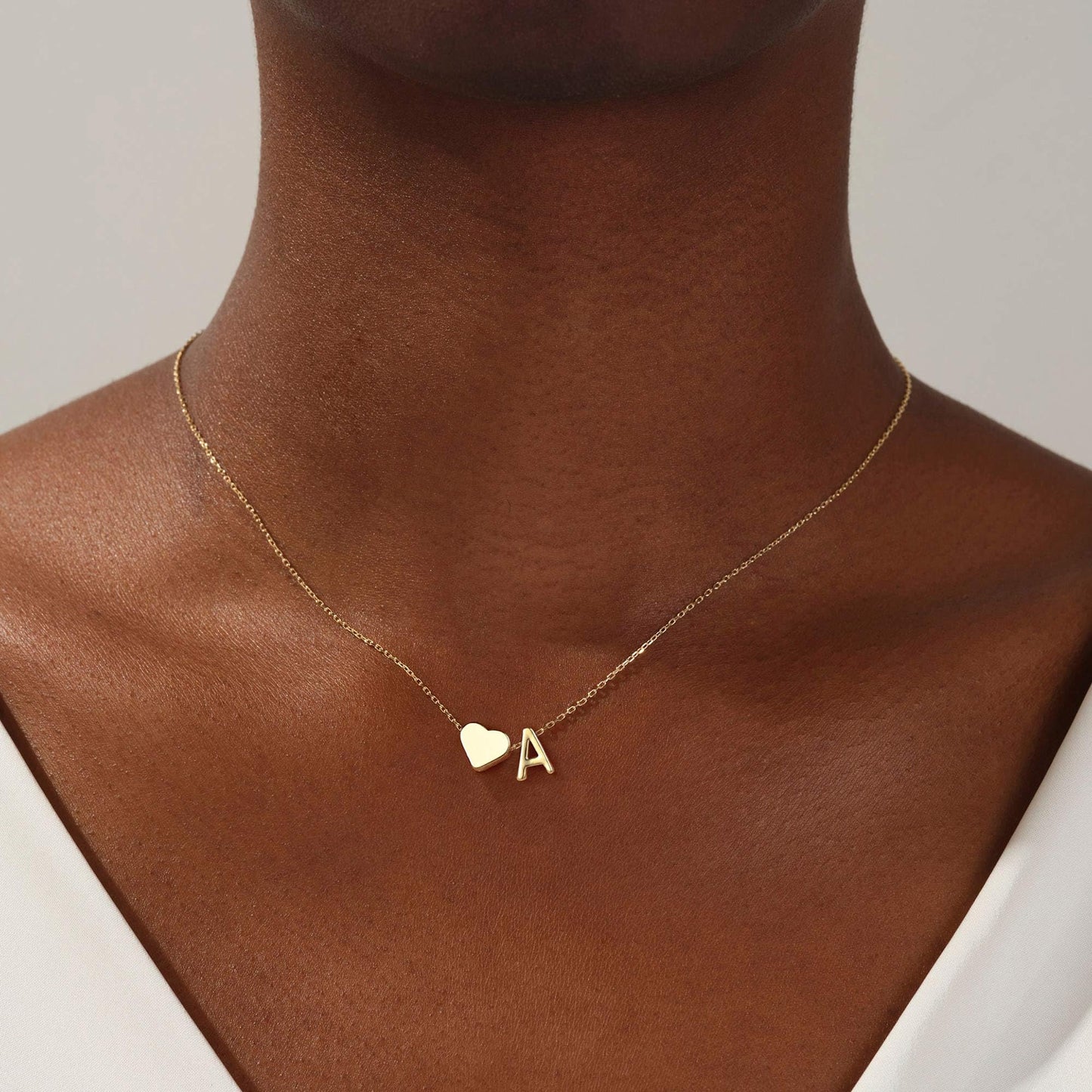 Turandoss Initial Necklaces for Women Trendy, 18K-Gold-Plated Tiny Heart Initial J Necklace Dainty Heart Necklaces Tiny Personalized Monogram Name Necklace for Women Jewelry