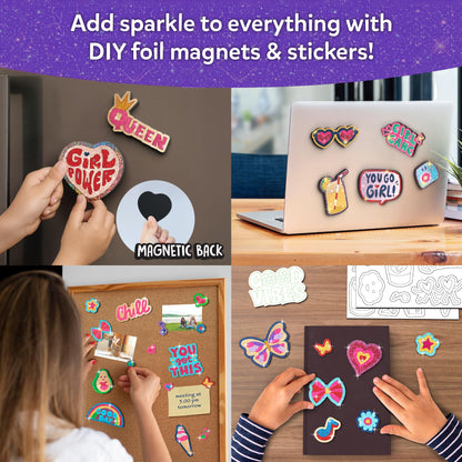 Skillmatics Foil Fun - Girl Power, DIY Foil Art Craft Kit, Mother’s Day Gift, Mess-Free Activity, 20+ Magnets & 60+ Stickers, Travel, Screen-Free Fun, Party Favor for Kids, Tweens, Teens (Ages 7-13)