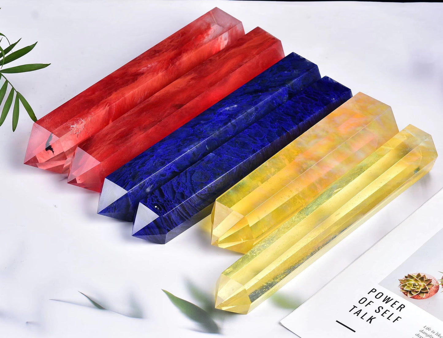 AMOYSTONE Large Smelting Yellow Quartz Wand Artificial Healing Crystal Stone Obelisk Tower 6 Faceted Column Reiki Chakra Meditation Gift 3.0-3.5 LBS