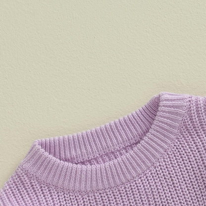 Baby Halloween Sweater Boy Girl Pumpkin Long Sleeve Crewneck Embroidery Knit Sweatshirt Toddler Pullover Tops (Ghoul Purple, 4-5 Years)
