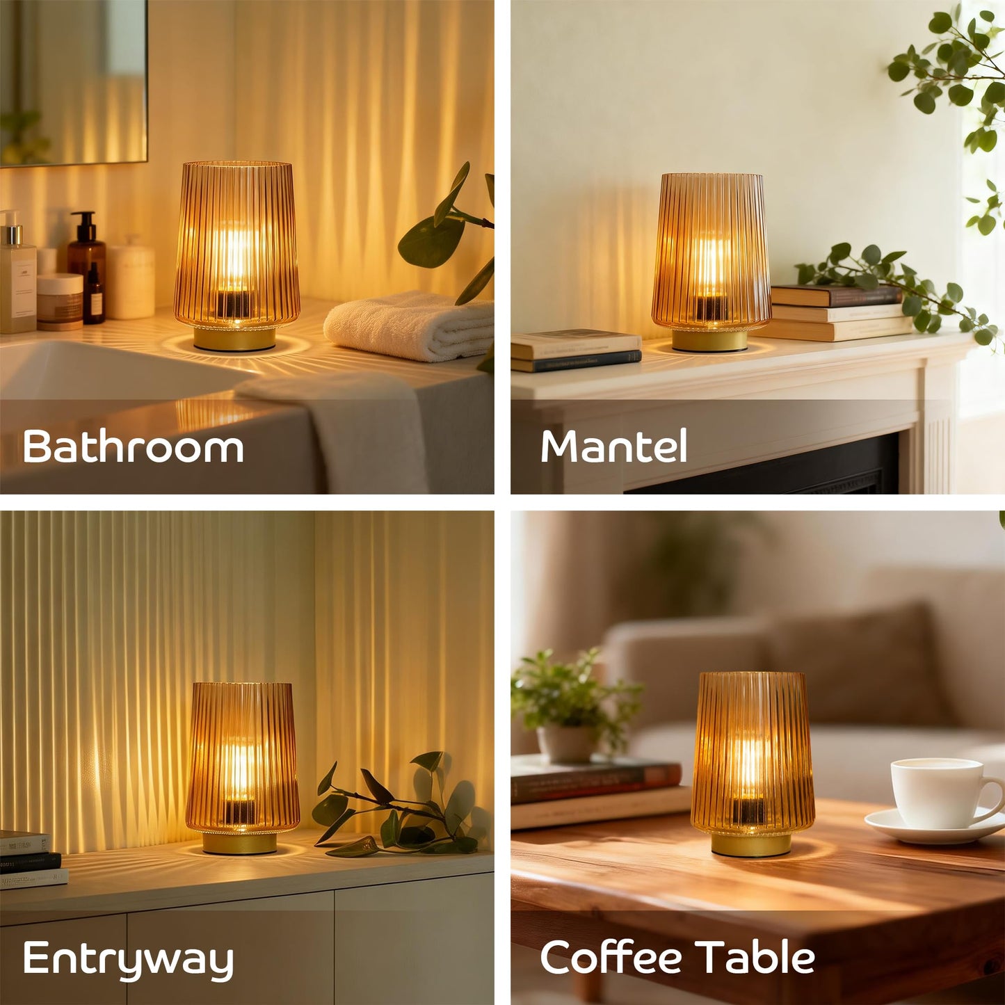 LUSHARBOR Battery Operated Decorative Lamp with Timer, Small Cozy Table Lamp for Bedside & Home Decor, Aesthetic Cordless Battery Powered Accent Lamp for Living Room Shelf, Amber