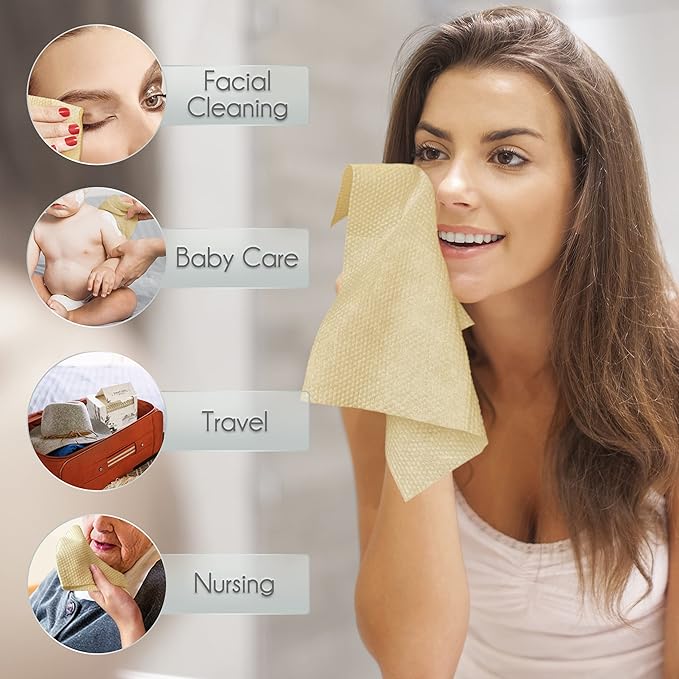 Bamboo Rayon Disposable Face Towel Biodegradable Large Dry Face Wipes 60