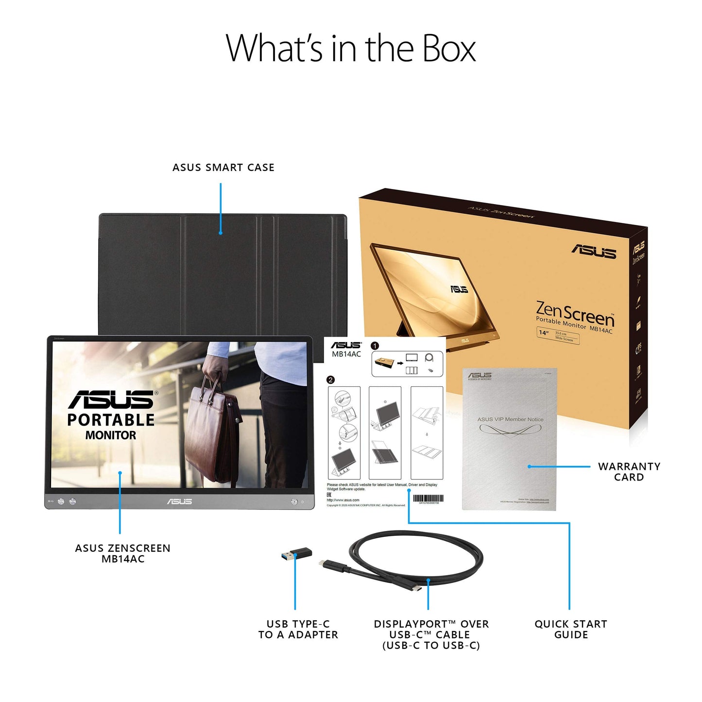 ASUS ZenScreen 16” Portable USB Monitor (MB169CK) - Full HD, IPS, Dual USB-C, Mini-HDMI, Eye Care, Flicker Free, Blue Light Filter, Anti-Glare Surface, 360° Kickstand, 3 yr Warranty