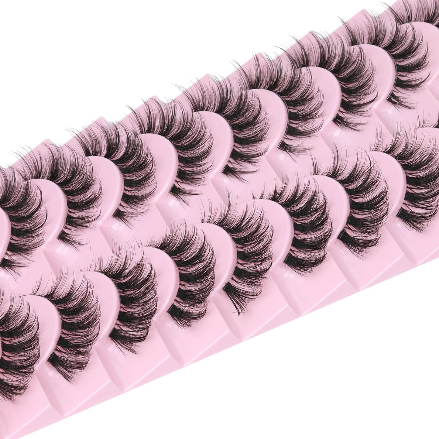 False Eyelashes Clear Band Natural Lashes Wispy Cat Eye 15mm Russian D-Curl Lashes Extension Strip Eyelashes Pack by Kiromiro
