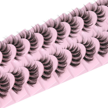 False Eyelashes Clear Band Natural Lashes Wispy Cat Eye 15mm Russian D-Curl Lashes Extension Strip Eyelashes Pack by Kiromiro