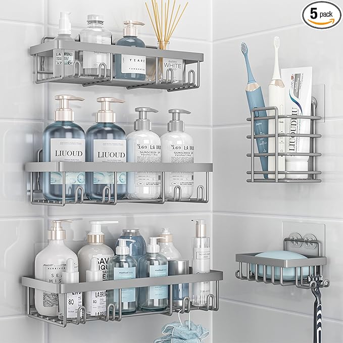 5 Pack Shower Caddy Organizer Rack Shelf