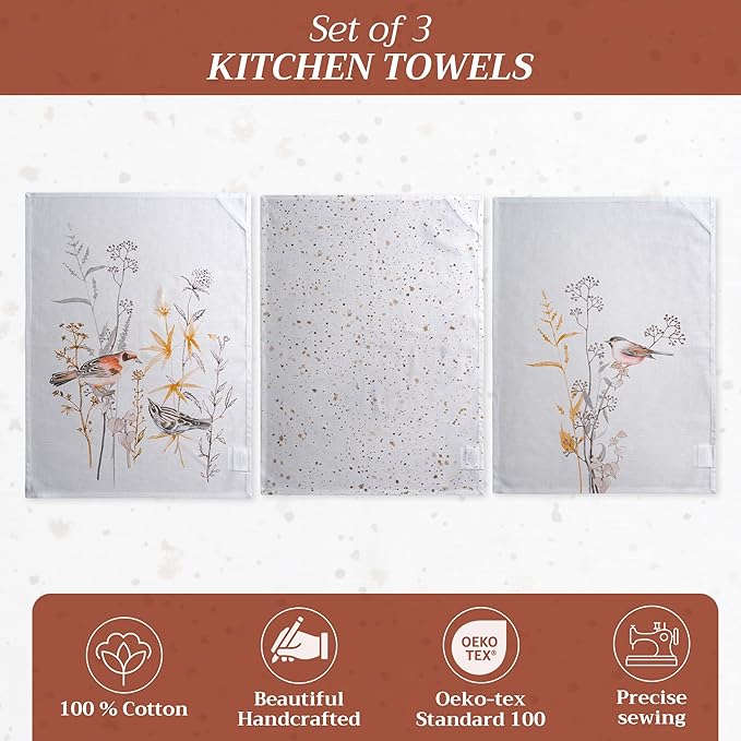 Maison d' Hermine Kitchen Towels Set of 3 100% Cotton 27.50" x 20" Reusable