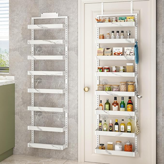 bukfen Over the Door Pantry Organizer, 8-Tier Adjustable Basket Kitchen Pantry