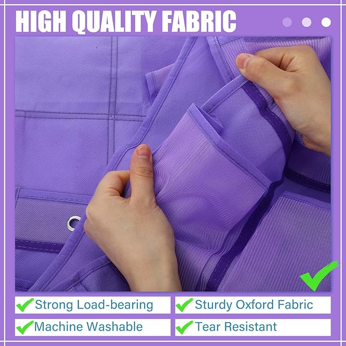Windyun 40 Large over the Door Hanging Shoe Organizer Purple Mesh Pockets Shoe