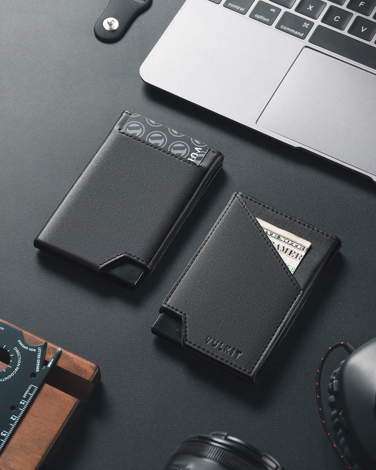 VULKIT Pop up Card Wallet RFID Blocking Slim Aluminum Metal Bank Card Holder Case with Business Money Pocket for Credit Cards Notes and Coins