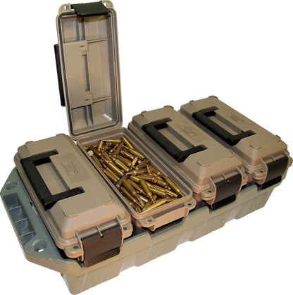 MTM AC4C 4-Can Ammo Crate, 30 Caliber, Convenient size, Stackable, Easy Carry and Transport of 30 Caliber Ammo, Rugged Tactical Carrying Crate, USA Made, Dark Earth/Army Green