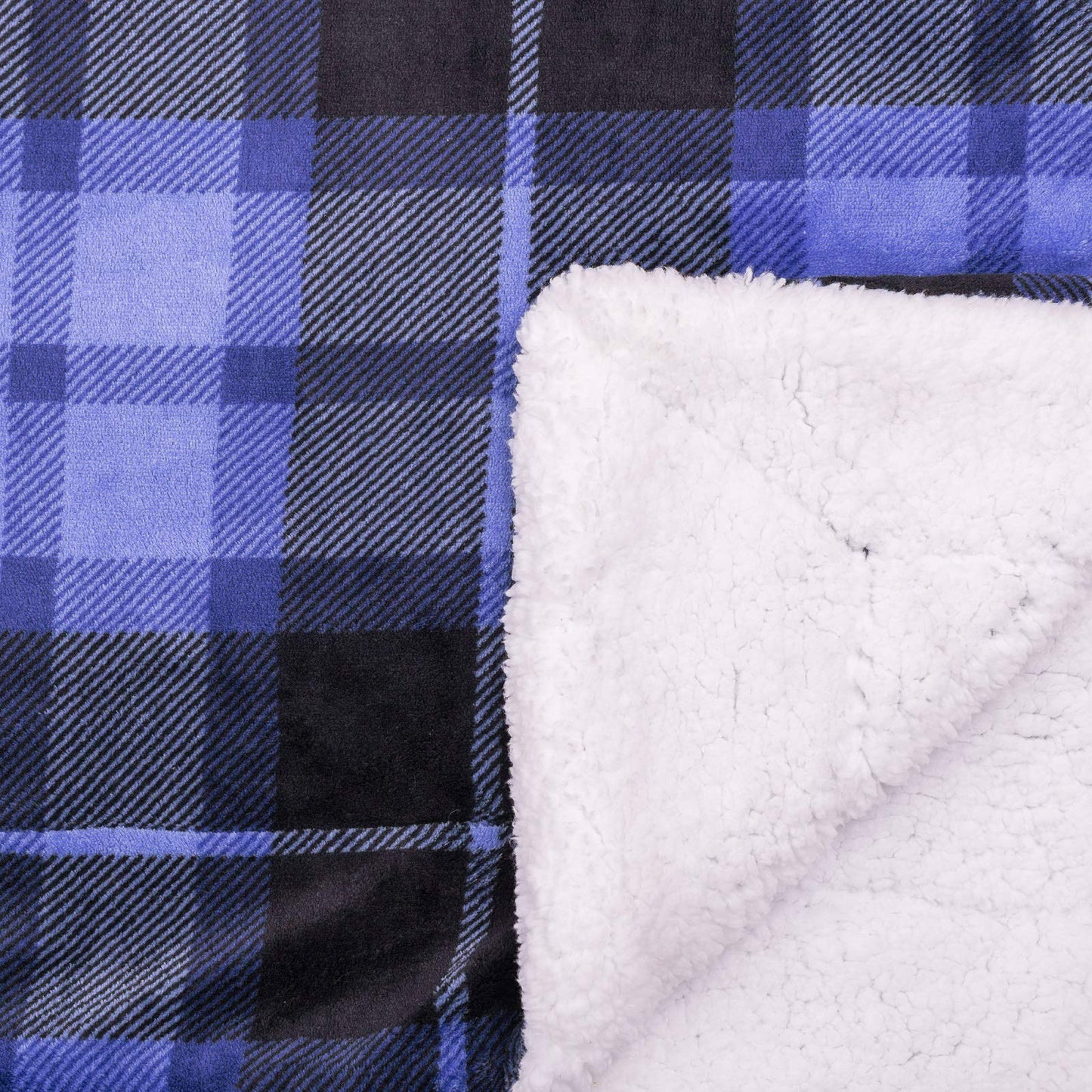 SOCHOW Sherpa Plaid Fleece Throw Blanket, Double-Sided Super Soft Luxurious Bedding Blanket 127cm×150cm, Blue