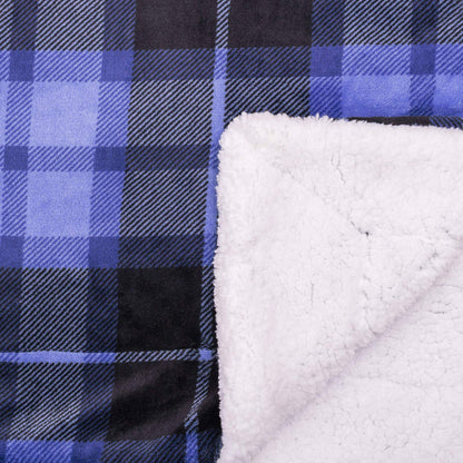 SOCHOW Sherpa Plaid Fleece Throw Blanket, Double-Sided Super Soft Luxurious Bedding Blanket 127cm×150cm, Blue