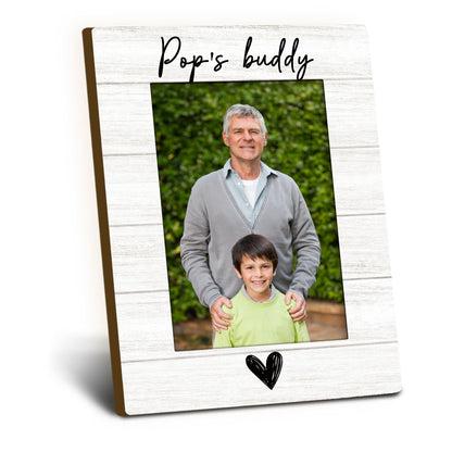 Foyoulame Pop And Me Picture Frame 4x6, Pop's Buddy Gifts Wooden Picture Frame, Pop Grandpa Christmas Birthday Gifts for Fathers Day From Grandkids Decorative Photo Frames for Table Desk Decor