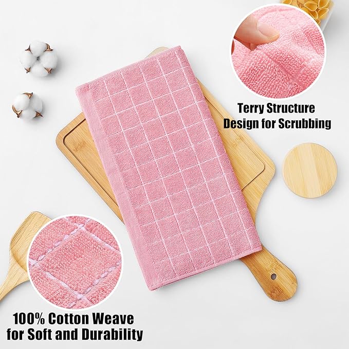 Homaxy 100% Cotton Terry Kitchen Dish Cloths, Ultra Soft and Absorbent Dish