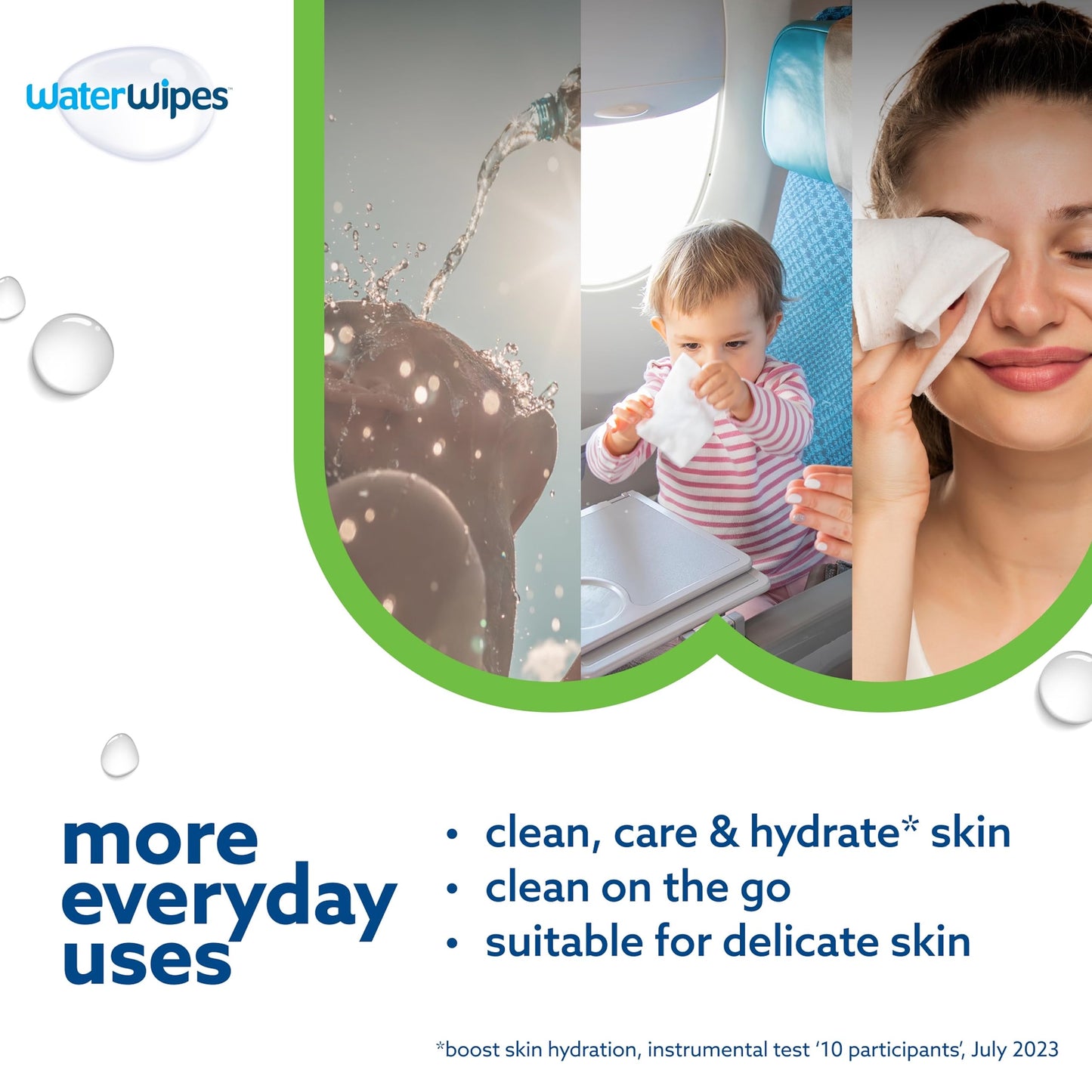 WaterWipes Sensitive+ Hydrating Boost Wipes, 360 Count (6 Packs), 3-In-1 Cleans, Cares, Hydrates, 99% Water with Aloe Vera, Unscented Baby Wipes