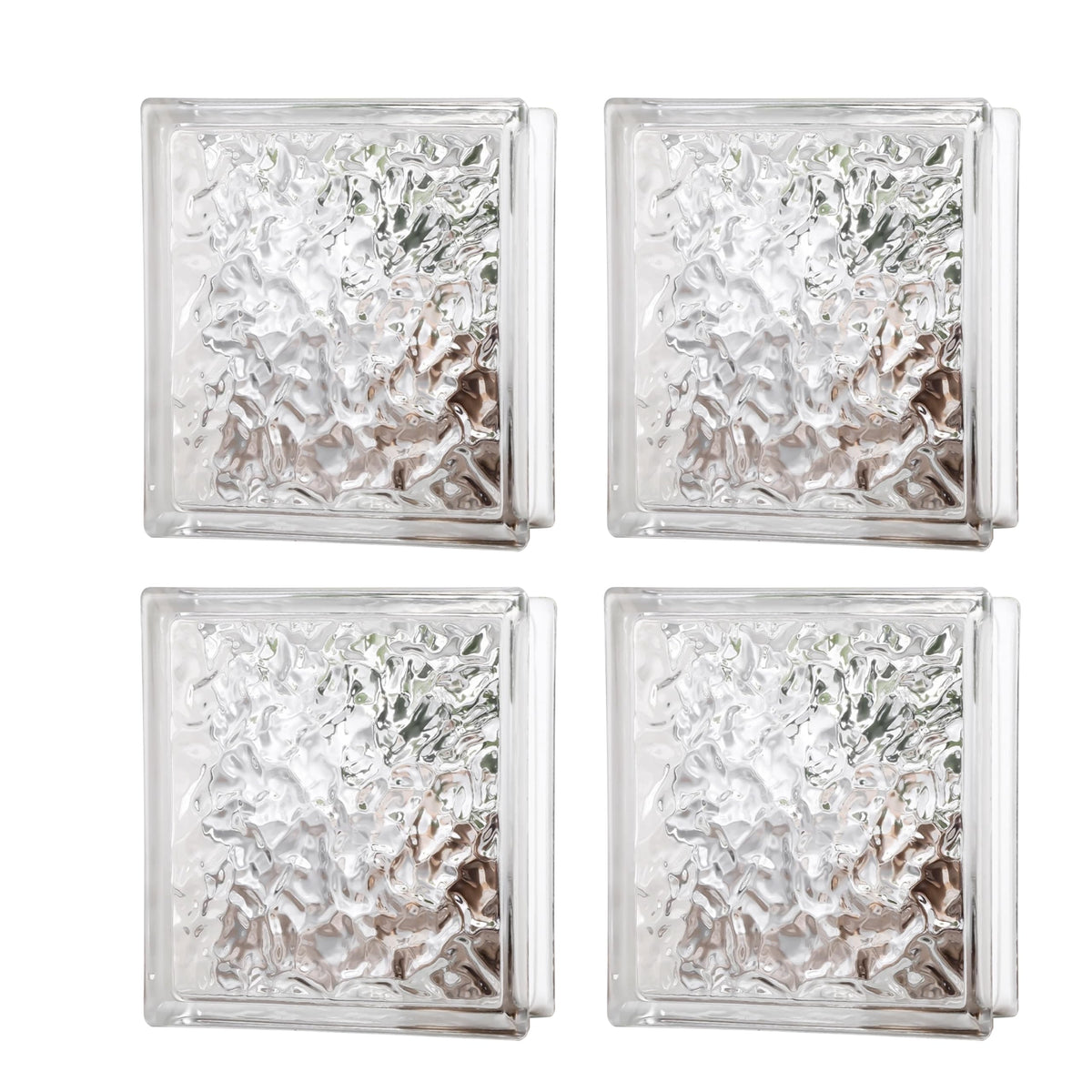 4 Pack-7.48"x7.48"x3.54" High Transparency ice Crystal Patterned Square Hollow Glass Brick - Used in Building Fields Such as Restaurant partitions,bathrooms,as Well as for DIY Lighting fixtures etc