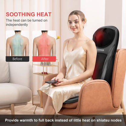 COMFIER Shiatsu Neck Back Massager with Heat, Adjustable Massage Chair Pad Back Support Massage Seat Cushion for Full Body Massager Gifts for Dad