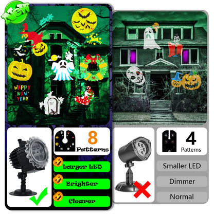 Segotendy Halloween Projector Lights Outdoor, 8 Images Mode with 96 Cartoons,Waterproof Holiday Projector with Remote Control Timer for Valentine Decorations Easter Christmas Halloween Birthday Party