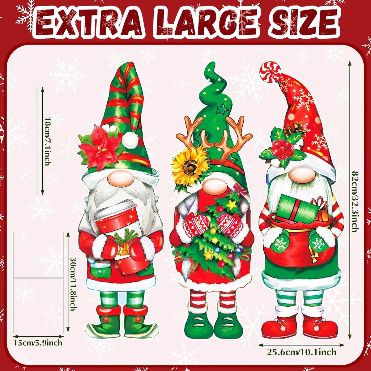 Umigy 3 Pcs Christmas Yard Sign Outdoor Gnome Signs With Stakes 32 x 10'' Santa Decorations Xmas Pathway Walkway Decor Eve Party Favors for Lawn Garden Patio